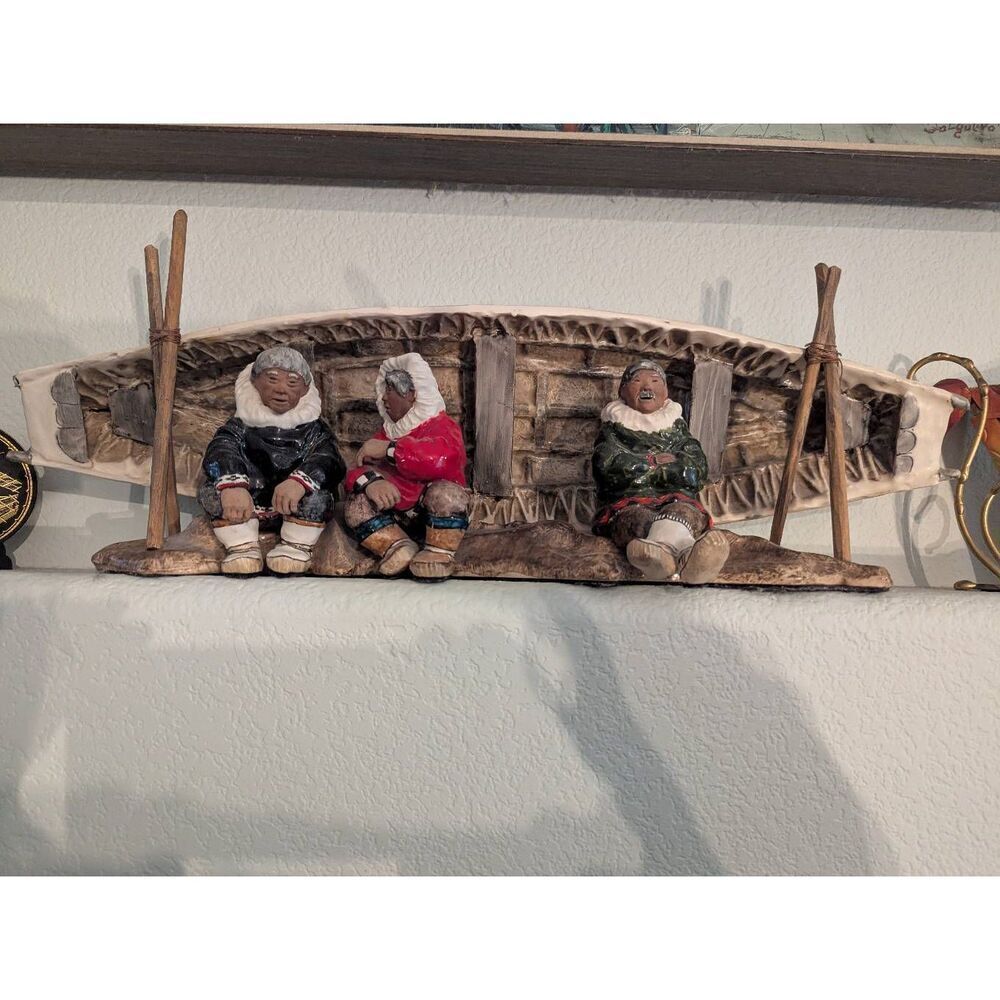 1963 C Alan Johnson Whale Feast Scene - Extremely Rare Inuit Figurine Decor